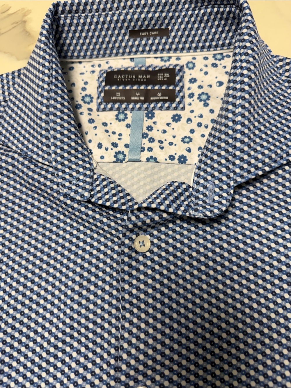 Cactus Men’s Blue Geometric Button-Down Shirt